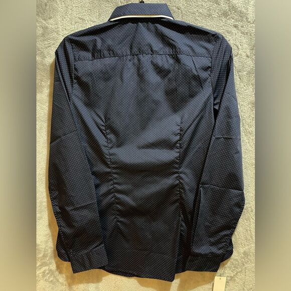 ChefWorks Navy Blue Polka Dot Button-Up Shirt. Size Small - Picture 2 of 5